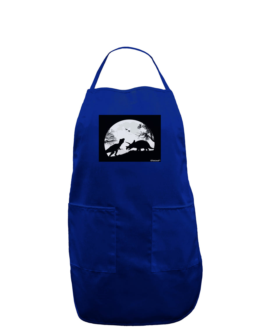 T-Rex and Triceratops Silhouettes Design Dark Adult Apron by TooLoud-Bib Apron-TooLoud-Black-One-Size-Davson Sales