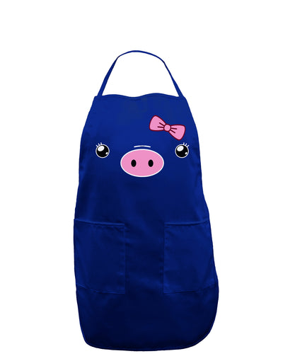 Kyu-T Face - Oinkette Cute Girl Piglet Dark Adult Apron-Bib Apron-TooLoud-Royal Blue-One-Size-Davson Sales