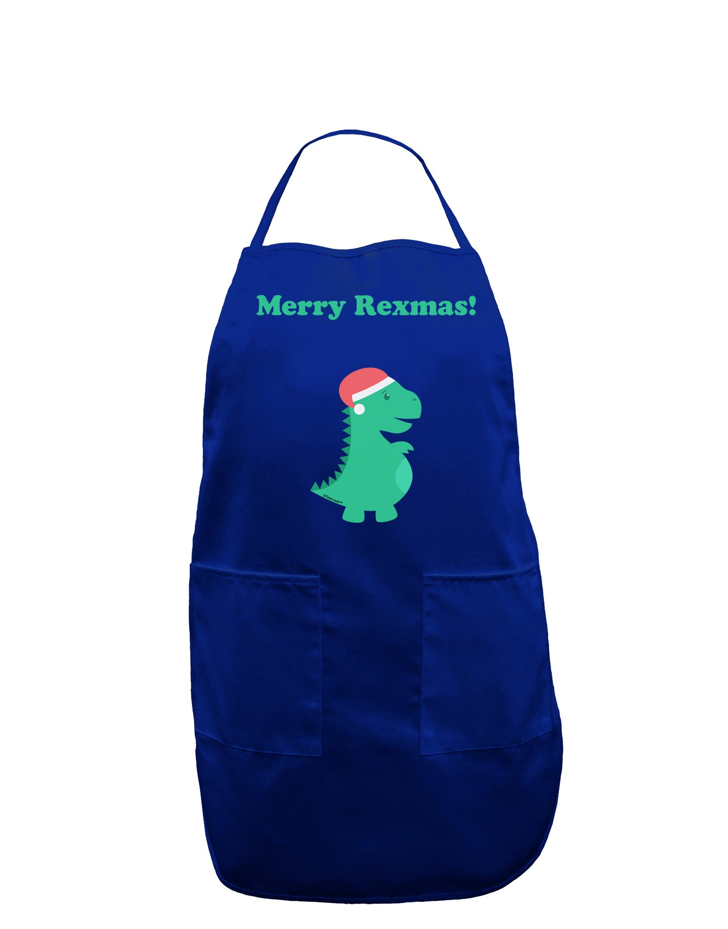 Merry Rexmas T-Rex Dinosaur Christmas Dark Adult Apron-Bib Apron-TooLoud-Royal Blue-One-Size-Davson Sales
