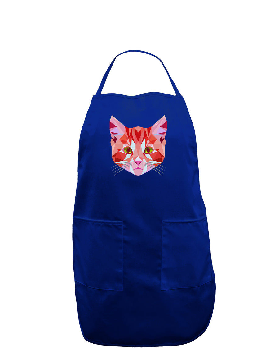 Geometric Kitty Red Dark Adult Apron-Bib Apron-TooLoud-Black-One-Size-Davson Sales