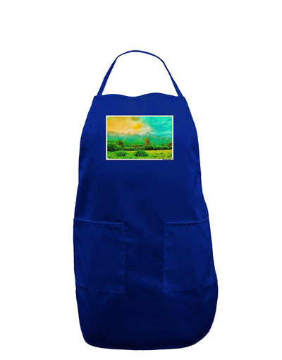 Mountain Sunset Watercolor Dark Adult Apron-Bib Apron-TooLoud-Royal Blue-One-Size-Davson Sales