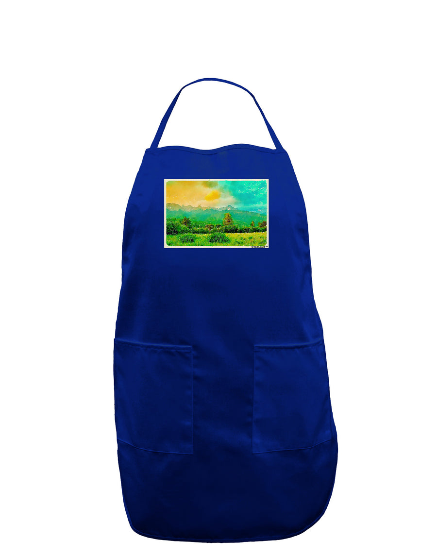 Mountain Sunset Watercolor Dark Adult Apron-Bib Apron-TooLoud-Black-One-Size-Davson Sales