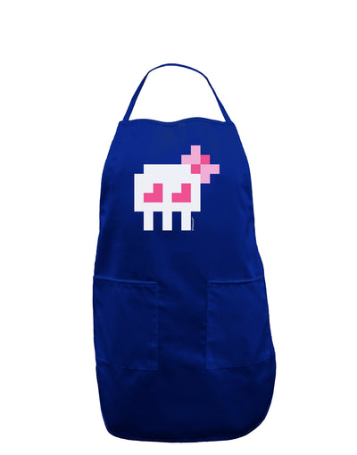 Retro 8-Bit Skull with Pink Bow Dark Adult Apron-Bib Apron-TooLoud-Royal Blue-One-Size-Davson Sales