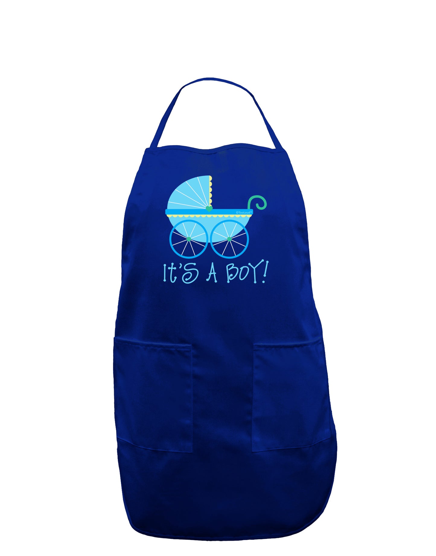It's a Boy - Baby Boy Carriage Dark Adult Apron-Bib Apron-TooLoud-Royal Blue-One-Size-Davson Sales
