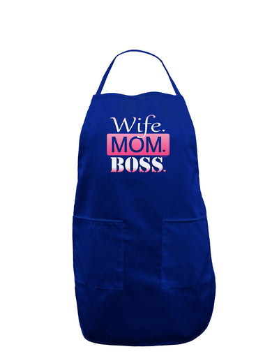 Wife Mom Boss Dark Adult Apron-Bib Apron-TooLoud-Royal Blue-One-Size-Davson Sales