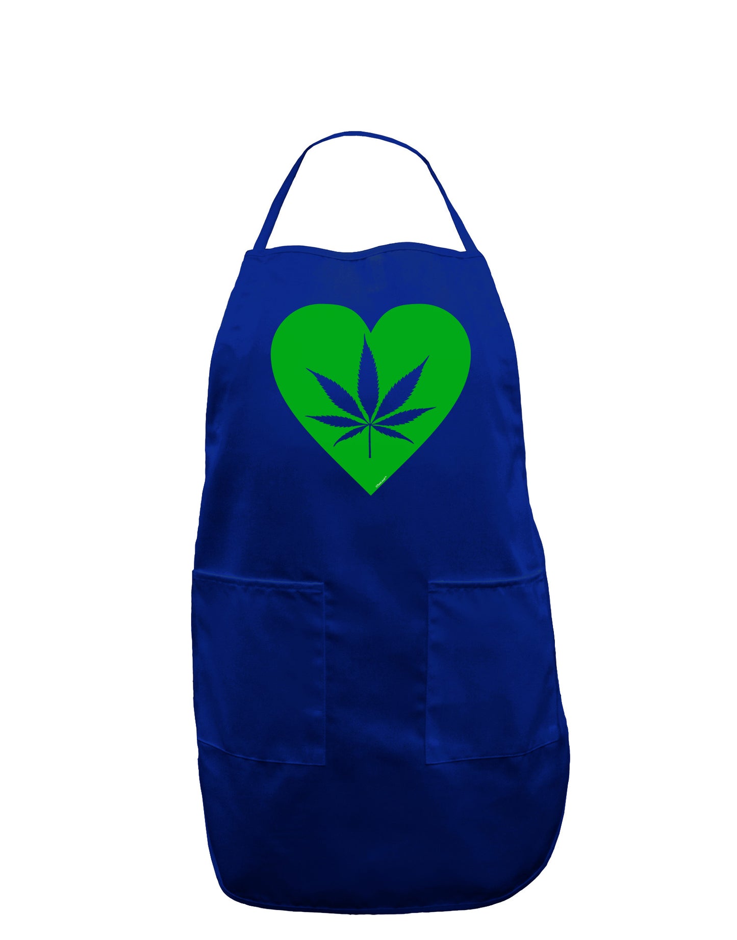 Marijuana Leaf Heart Green Dark Adult Apron-Bib Apron-TooLoud-Royal Blue-One-Size-Davson Sales