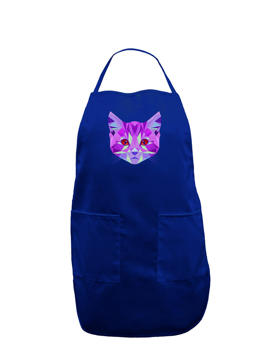 Geometric Kitty Purple Dark Adult Apron-Bib Apron-TooLoud-Black-One-Size-Davson Sales