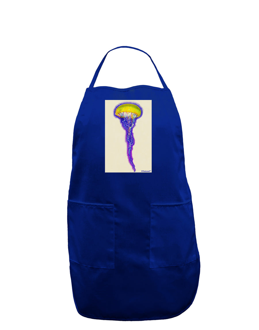 Jellyfish Outlined in Purple Watercolor Dark Adult Apron-Bib Apron-TooLoud-Black-One-Size-Davson Sales