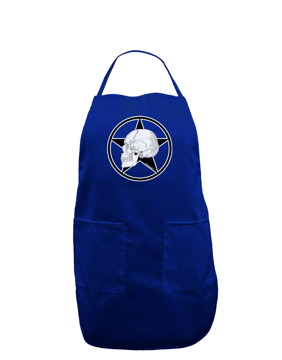 White Skull With Star Dark Adult Apron by TooLoud-Bib Apron-TooLoud-Black-One-Size-Davson Sales