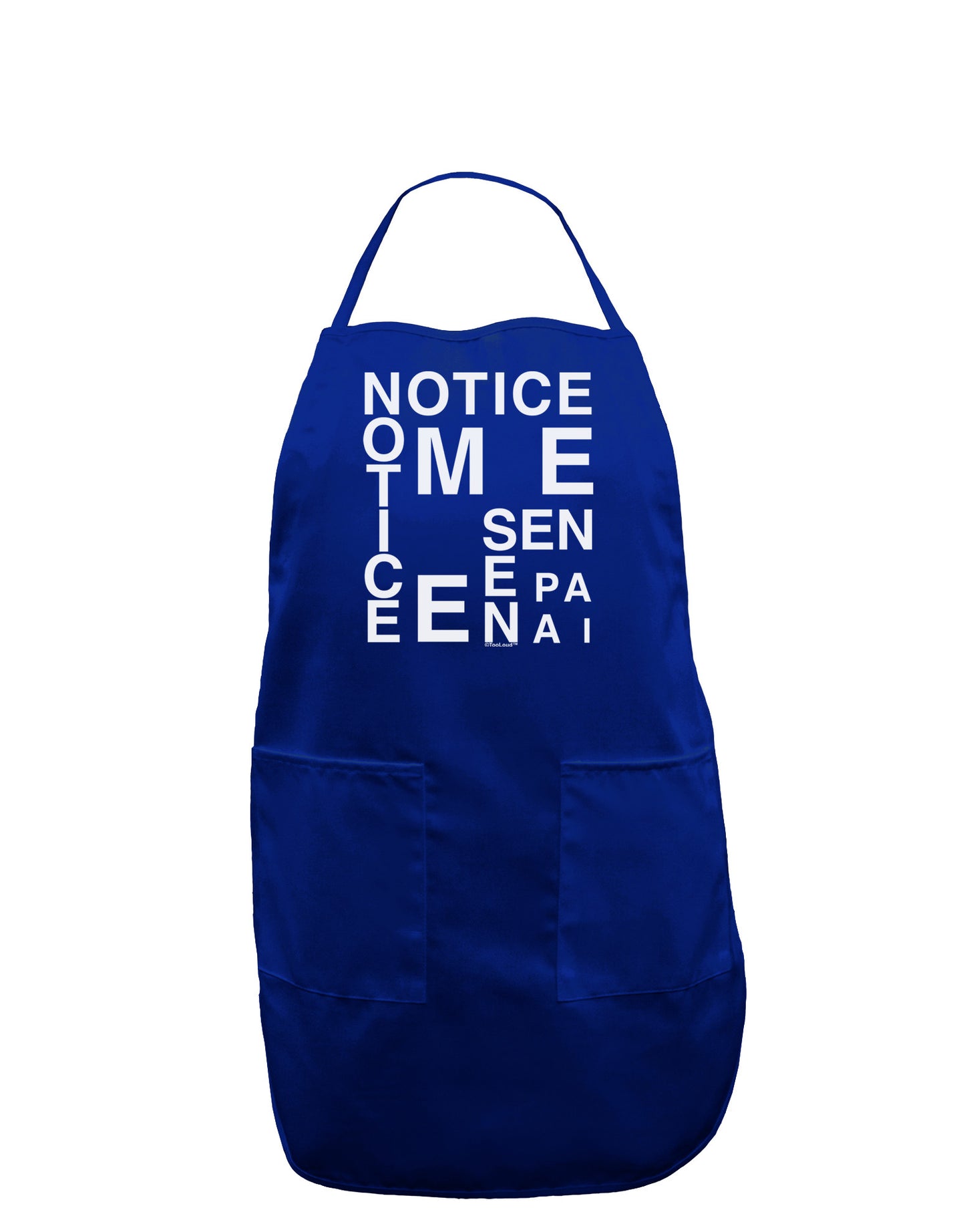 Notice Me Senpai Artistic Text Dark Adult Apron-Bib Apron-TooLoud-Royal Blue-One-Size-Davson Sales