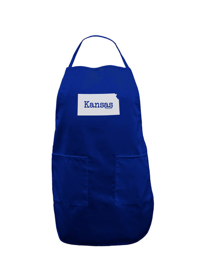 Kansas - United States Shape Dark Adult Apron by TooLoud-Bib Apron-TooLoud-Royal Blue-One-Size-Davson Sales