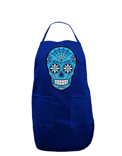 Version 3 Blue Day of the Dead Calavera Dark Adult Apron-Bib Apron-TooLoud-Royal Blue-One-Size-Davson Sales