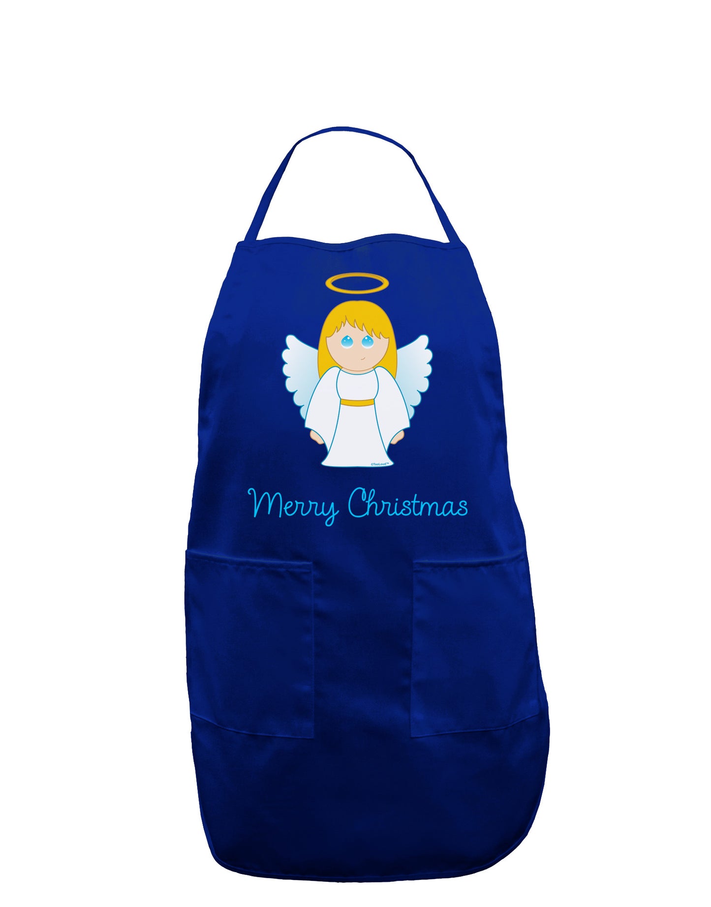 Merry Christmas Cute Angel Girl Dark Adult Apron-Bib Apron-TooLoud-Royal Blue-One-Size-Davson Sales
