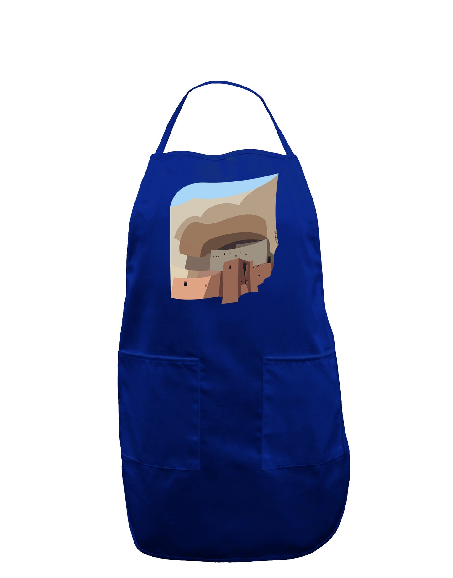 Montezuma Castle Artwork Dark Adult Apron-Bib Apron-TooLoud-Royal Blue-One-Size-Davson Sales