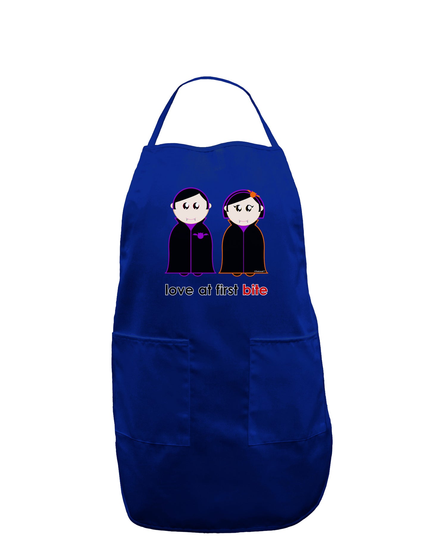 Love at First Bite Vampire Couple Halloween Dark Adult Apron-Bib Apron-TooLoud-Royal Blue-One-Size-Davson Sales