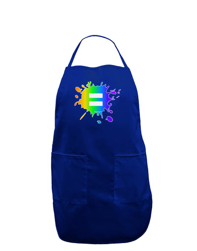 Equal Rainbow Paint Splatter Dark Adult Apron by TooLoud-Bib Apron-TooLoud-Royal Blue-One-Size-Davson Sales