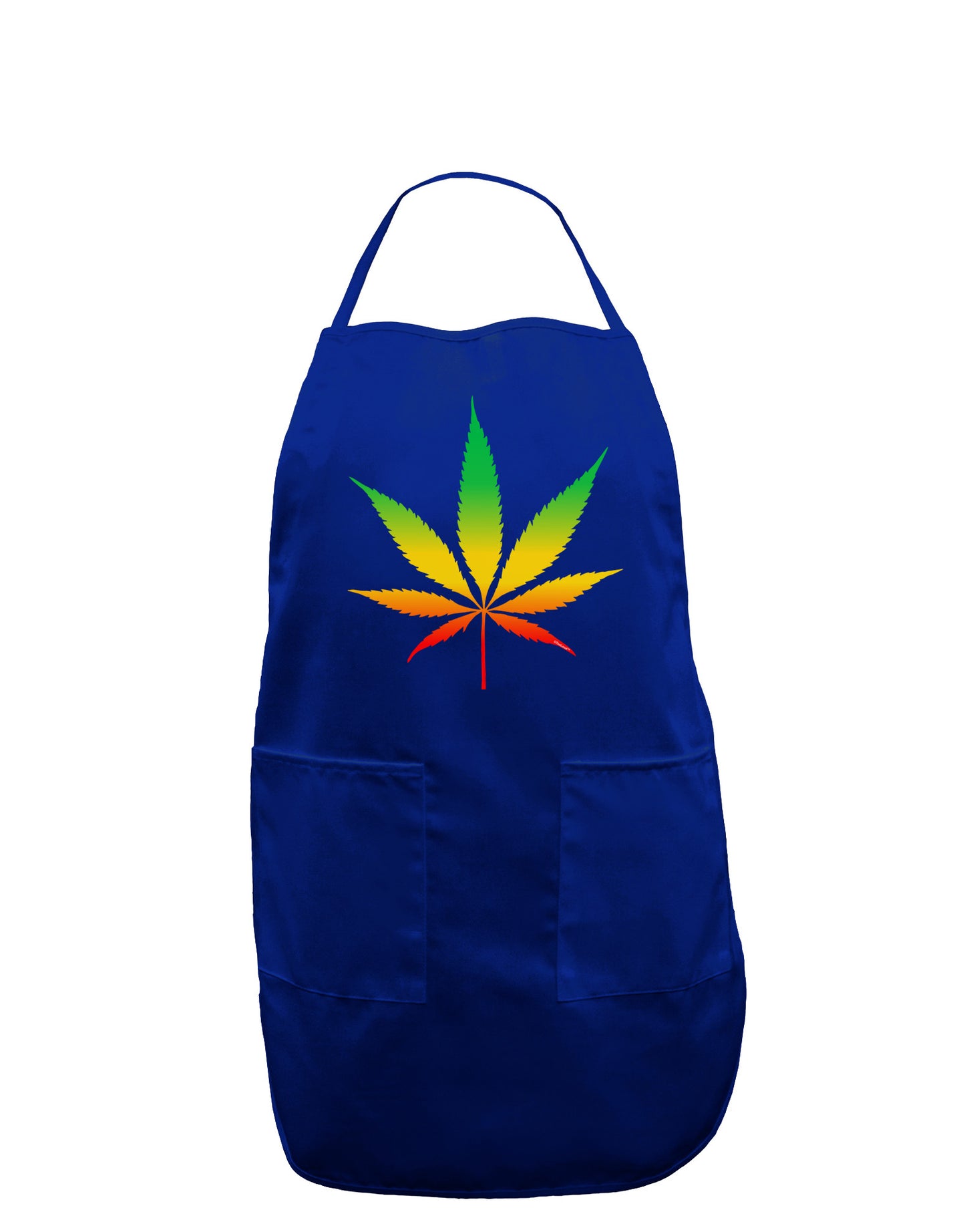 Marijuana Leaf Rastafarian Colors Dark Adult Apron-Bib Apron-TooLoud-Royal Blue-One-Size-Davson Sales