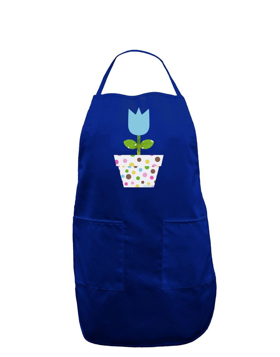 Easter Tulip Design - Blue Dark Adult Apron by TooLoud