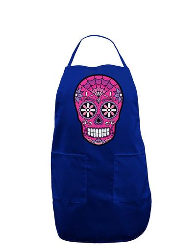 Version 4 Pink Day of the Dead Calavera Dark Adult Apron-Bib Apron-TooLoud-Royal Blue-One-Size-Davson Sales