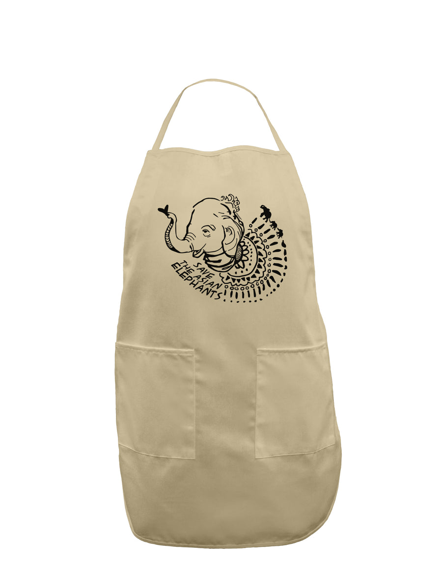 TooLoud Save the Asian Elephants Adult Apron-Bib Apron-TooLoud-White-One-Size-Davson Sales