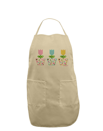 Three Easter Tulips Adult Apron by TooLoud-Bib Apron-TooLoud-Stone-One-Size-Davson Sales