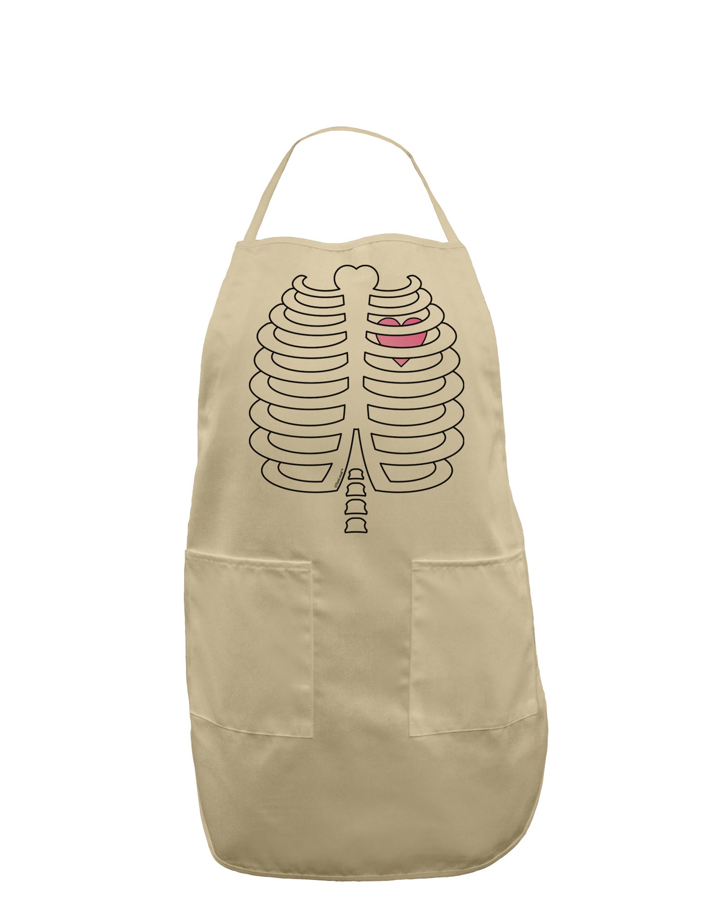 Skeleton Ribcage with Pink Heart Halloween Adult Apron-Bib Apron-TooLoud-Stone-One-Size-Davson Sales
