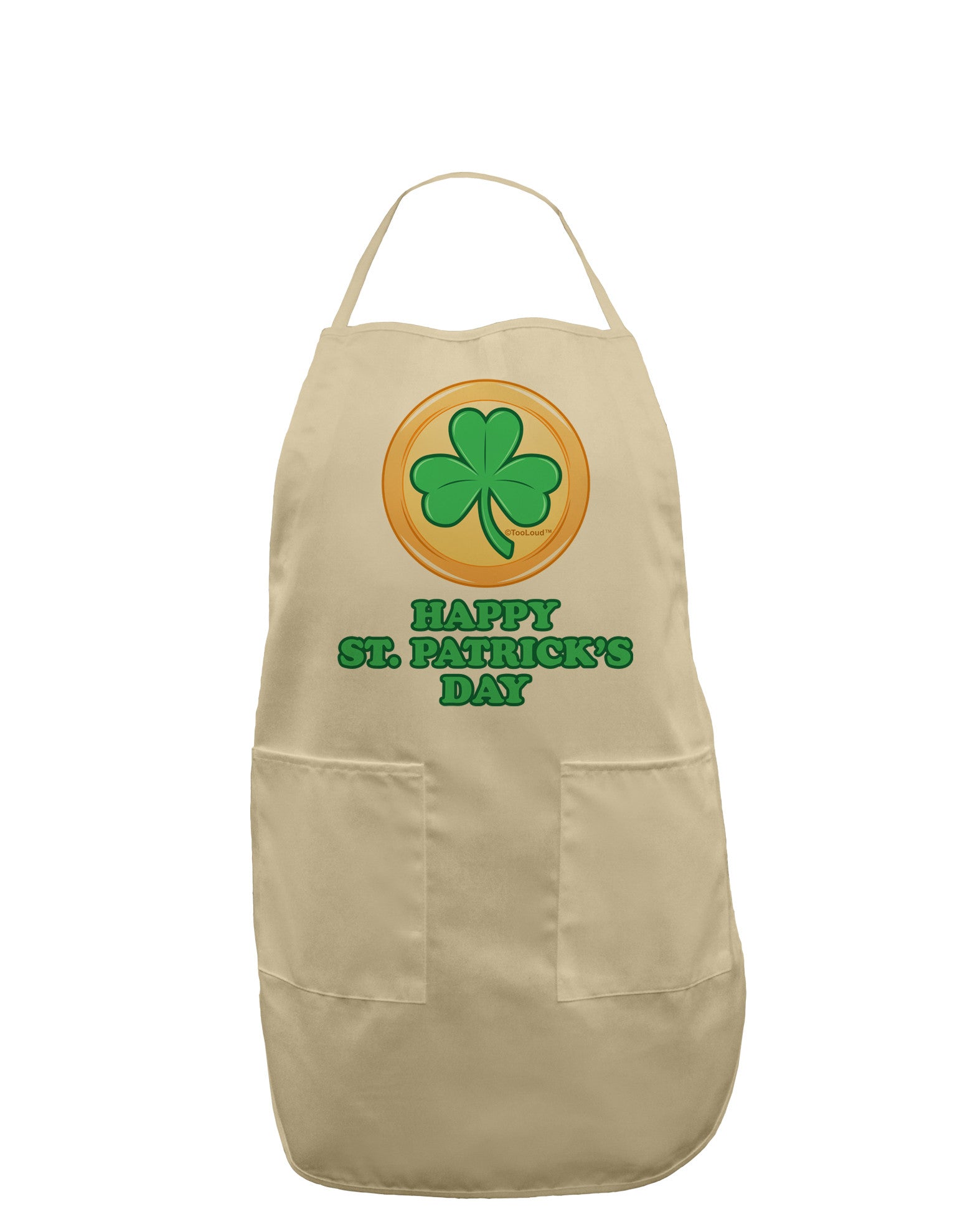 Shamrock Button - St Patrick's Day Adult Apron by TooLoud-Bib Apron-TooLoud-Stone-One-Size-Davson Sales