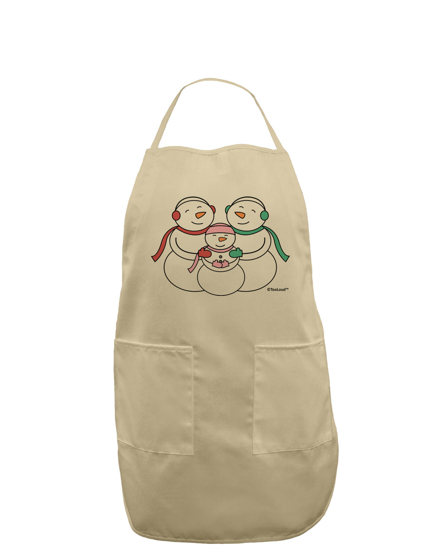 Cute Snowman Family with Girl Adult Apron by TooLoud-Bib Apron-TooLoud-White-One-Size-Davson Sales