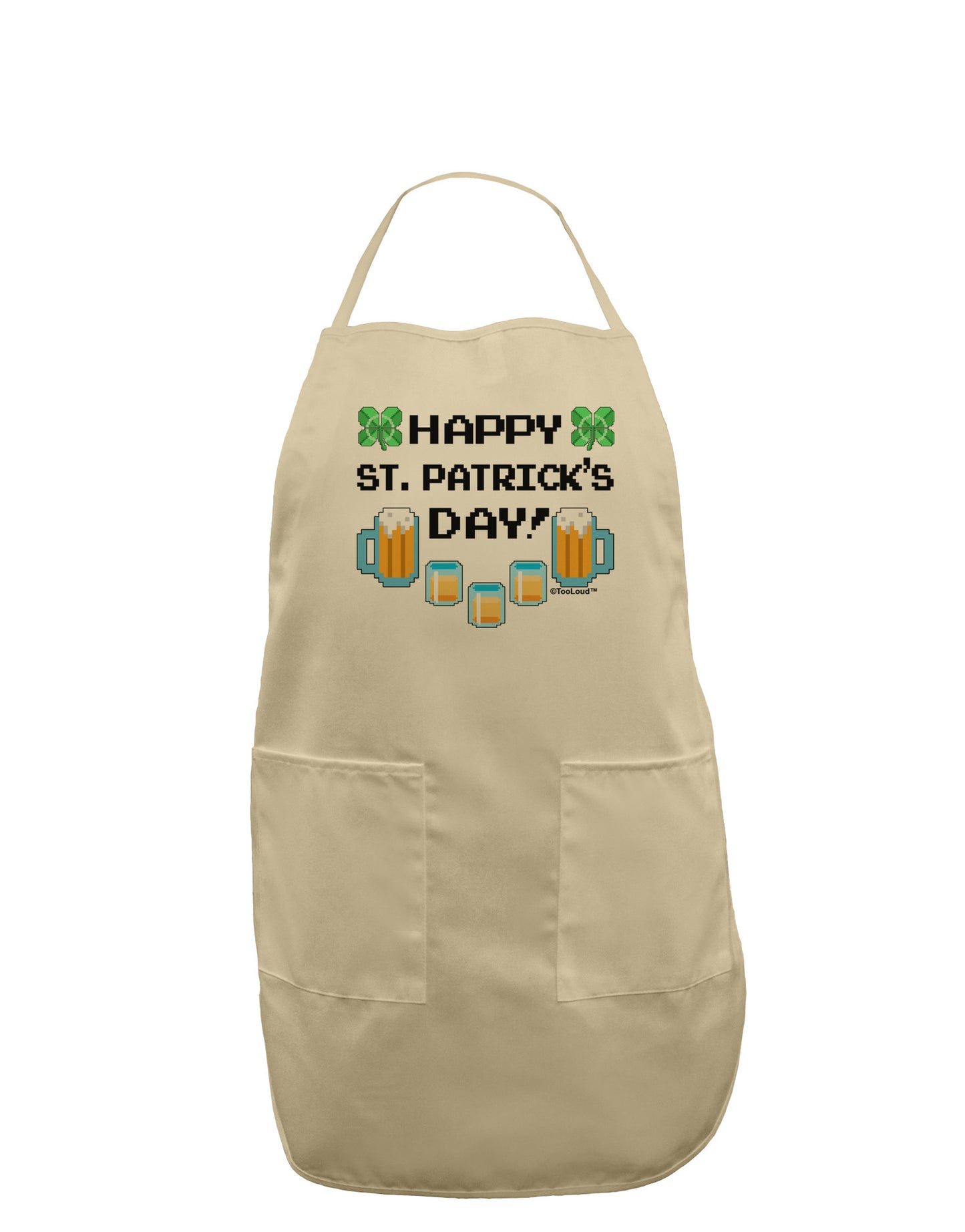 Pixel Happy St Patricks Day Adult Apron-Bib Apron-TooLoud-Stone-One-Size-Davson Sales