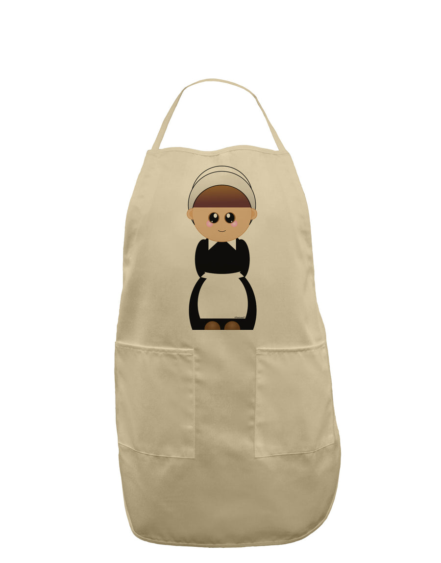 Cute Pilgrim Girl Thanksgiving Adult Apron-Bib Apron-TooLoud-White-One-Size-Davson Sales