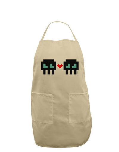 8-Bit Skull Love - Boy and Boy Adult Apron-Bib Apron-TooLoud-Stone-One-Size-Davson Sales