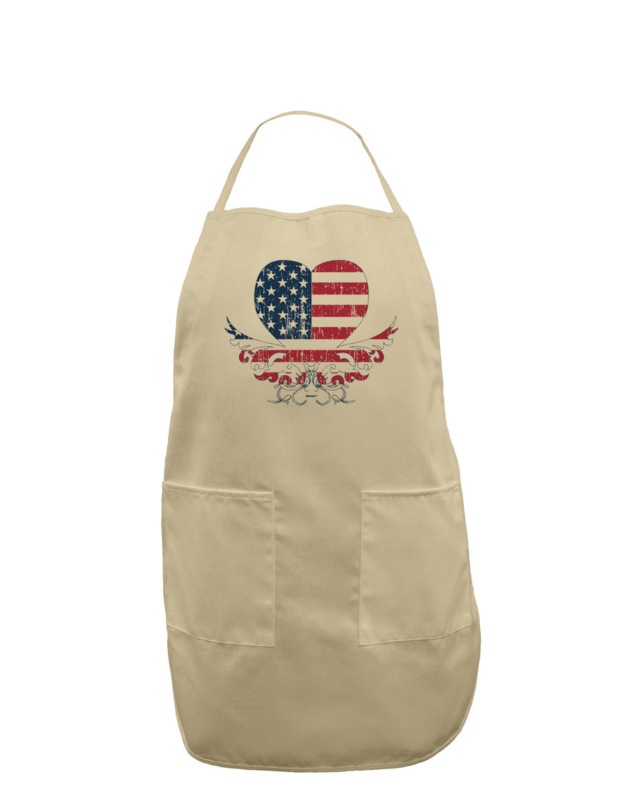 American Flag Decorative Floral Heart Vintage Adult Apron-Bib Apron-TooLoud-White-One-Size-Davson Sales