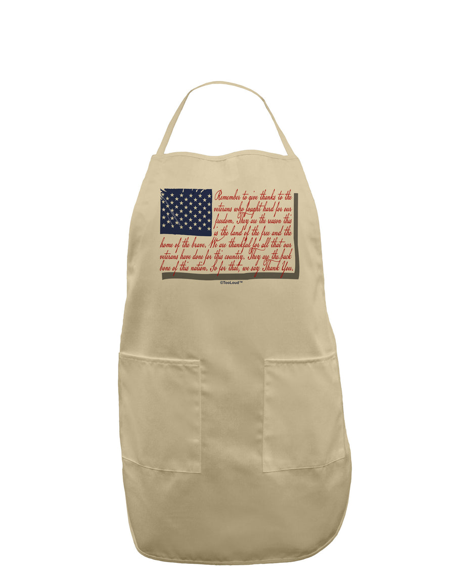 Veterans Scripted Flag Adult Apron-Bib Apron-TooLoud-White-One-Size-Davson Sales