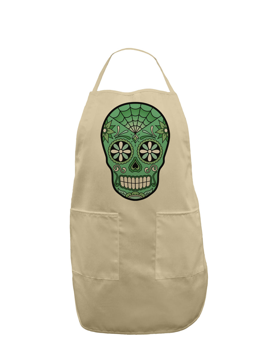 Version 5 Green Day of the Dead Calavera Adult Apron-Bib Apron-TooLoud-White-One-Size-Davson Sales