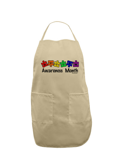 Autism Awareness Month - Colorful Puzzle Pieces Adult Apron by TooLoud-Bib Apron-TooLoud-Stone-One-Size-Davson Sales