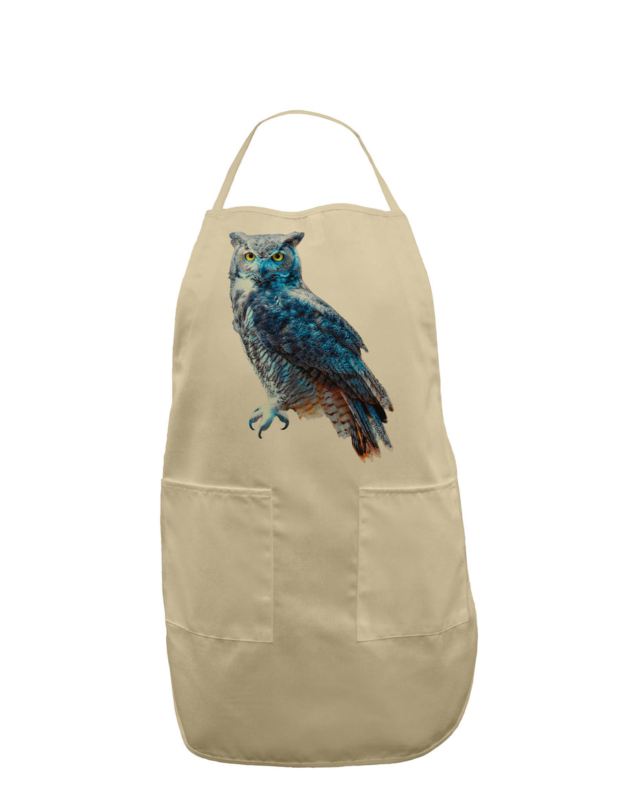 Colorful Great Horned Owl Adult Apron-Bib Apron-TooLoud-White-One-Size-Davson Sales