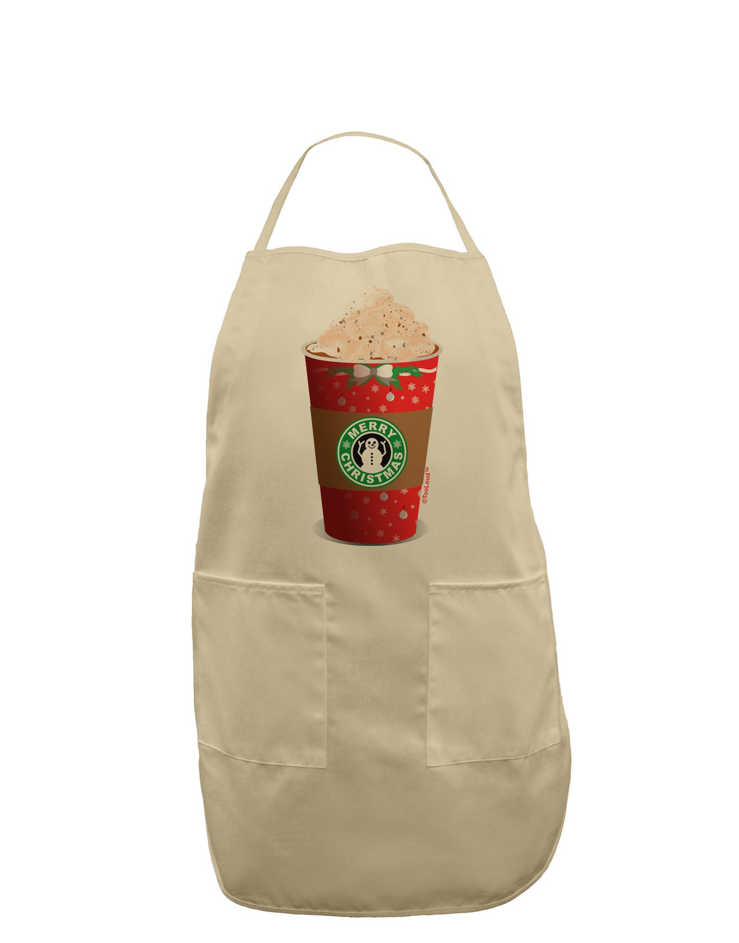 Merry Christmas Latte Cup Adult Apron-Bib Apron-TooLoud-Stone-One-Size-Davson Sales