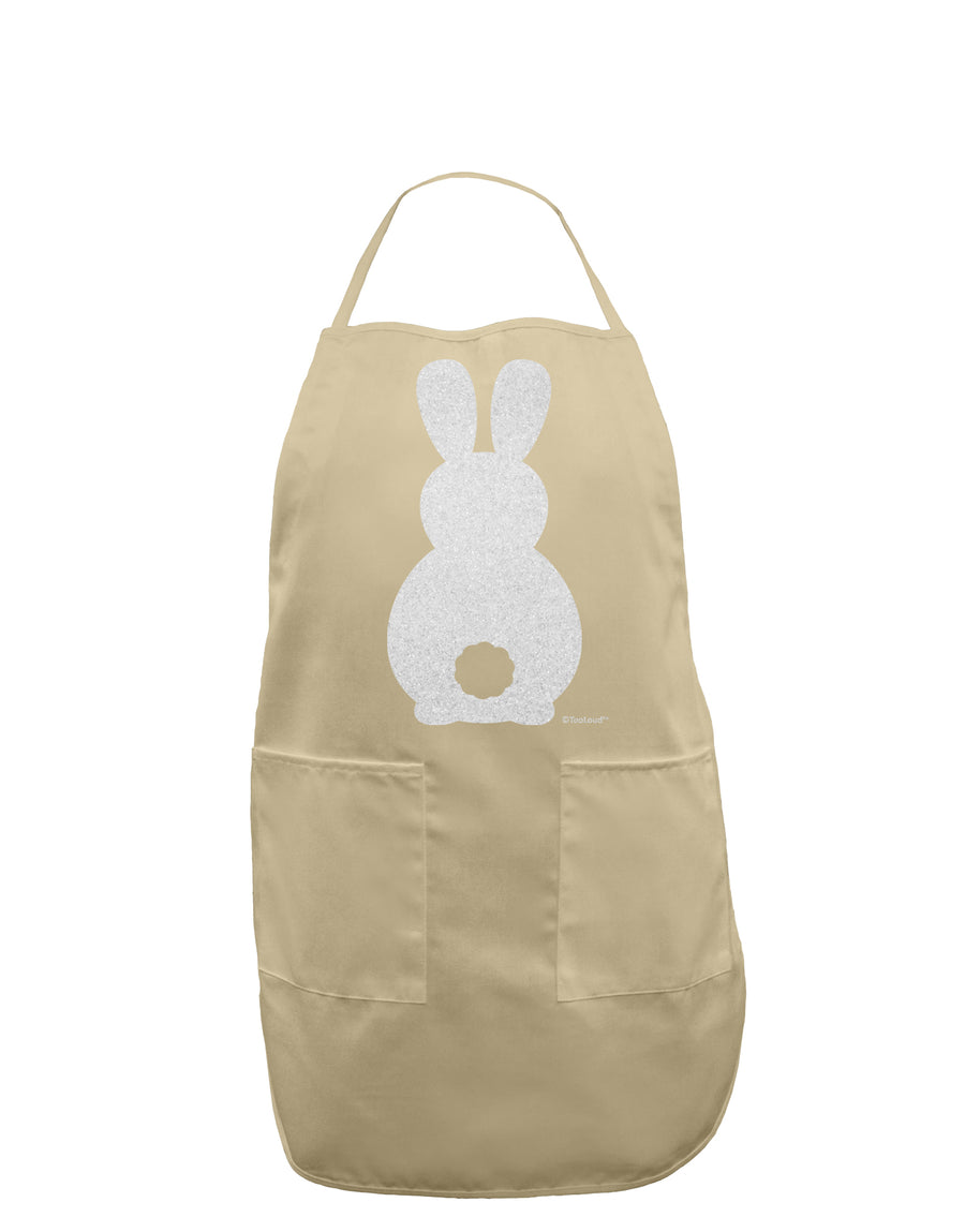 Cute Bunny Silhouette with Tail - White Glitter Adult Apron by TooLoud-Bib Apron-TooLoud-Stone-One-Size-Davson Sales