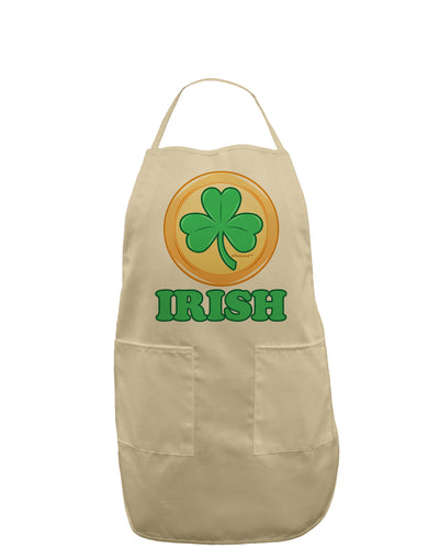 Shamrock Button - Irish Adult Apron by TooLoud-Bib Apron-TooLoud-Stone-One-Size-Davson Sales