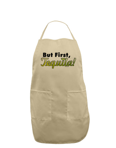 But First Tequila Adult Apron-Bib Apron-TooLoud-Stone-One-Size-Davson Sales