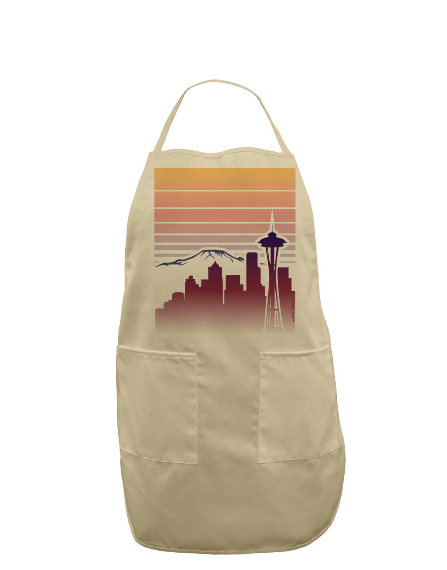 Seattle Skyline Sunrise Adult Apron-Bib Apron-TooLoud-White-One-Size-Davson Sales