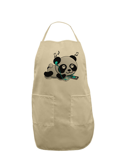 Cute Panda With Ear Buds Adult Apron-Bib Apron-TooLoud-Stone-One-Size-Davson Sales