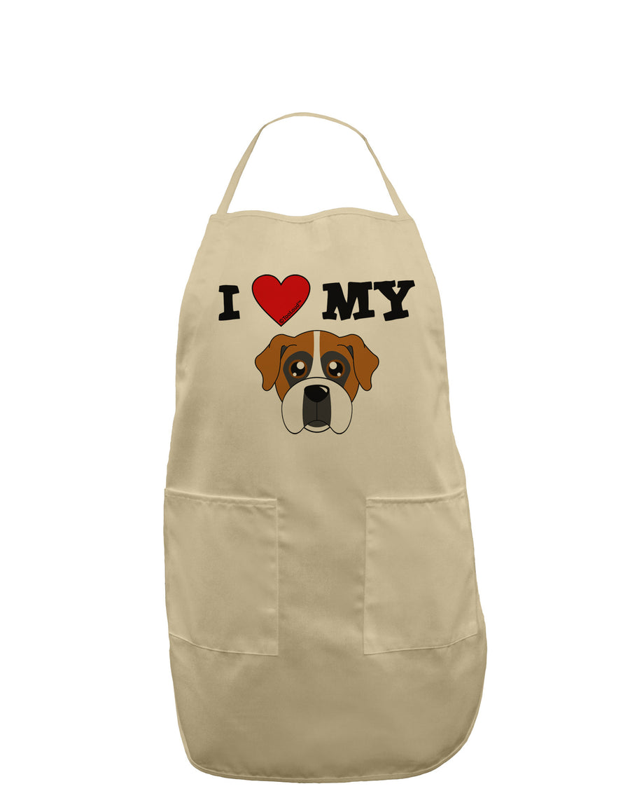 I Heart My - Cute Boxer Dog Adult Apron by TooLoud-Bib Apron-TooLoud-White-One-Size-Davson Sales