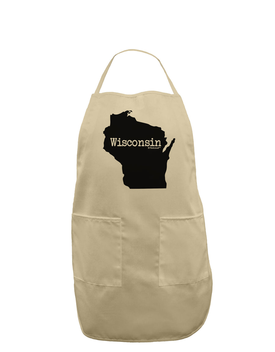 Wisconsin - United States Shape Adult Apron-Bib Apron-TooLoud-White-One-Size-Davson Sales