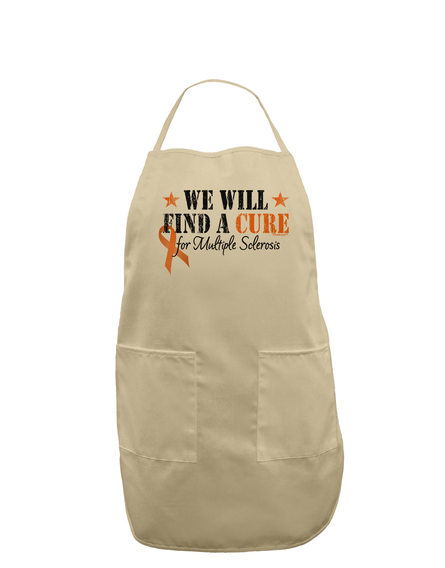 MS - We Will Find A Cure Adult Apron-Bib Apron-TooLoud-Stone-One-Size-Davson Sales