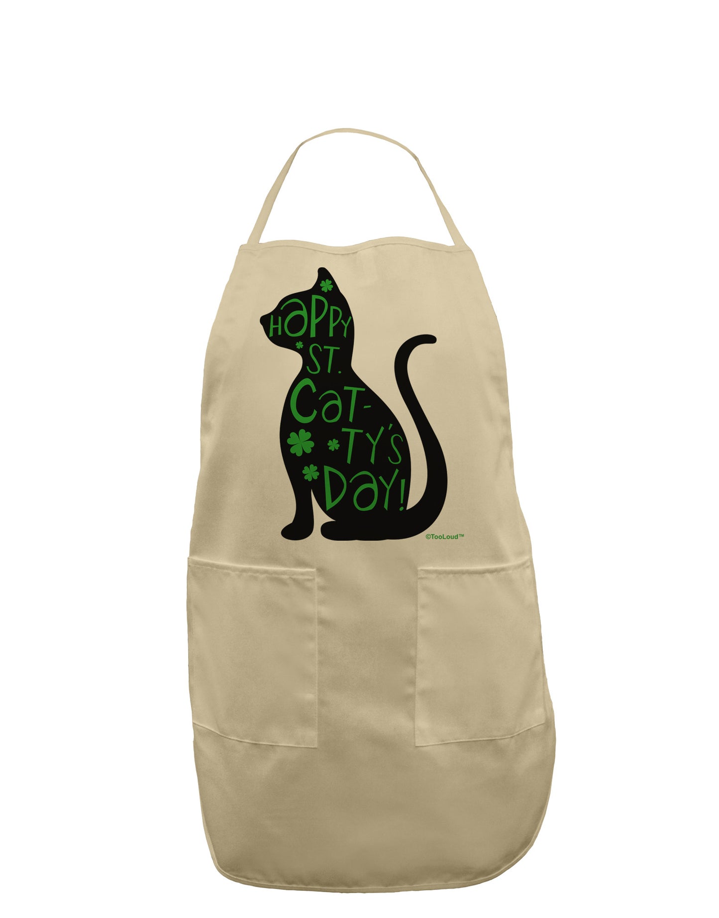 Happy St. Catty's Day - St. Patrick's Day Cat Adult Apron by TooLoud-Bib Apron-TooLoud-Stone-One-Size-Davson Sales