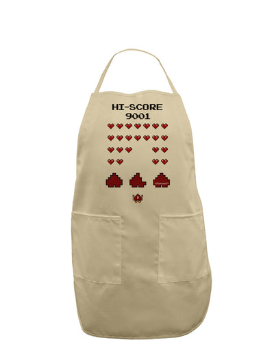 Pixel Heart Invaders Design Adult Apron-Bib Apron-TooLoud-Stone-One-Size-Davson Sales