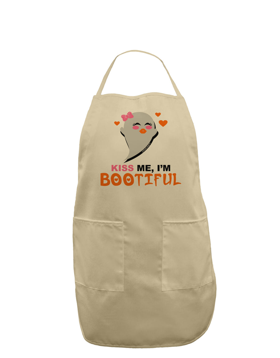 Kiss Me BOOtiful Ghost Orange Adult Apron-Bib Apron-TooLoud-White-One-Size-Davson Sales