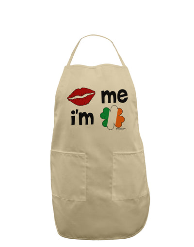 Kiss and Irish Flag Shamrock - Kiss Me I'm Irish Adult Apron by TooLoud-Bib Apron-TooLoud-Stone-One-Size-Davson Sales