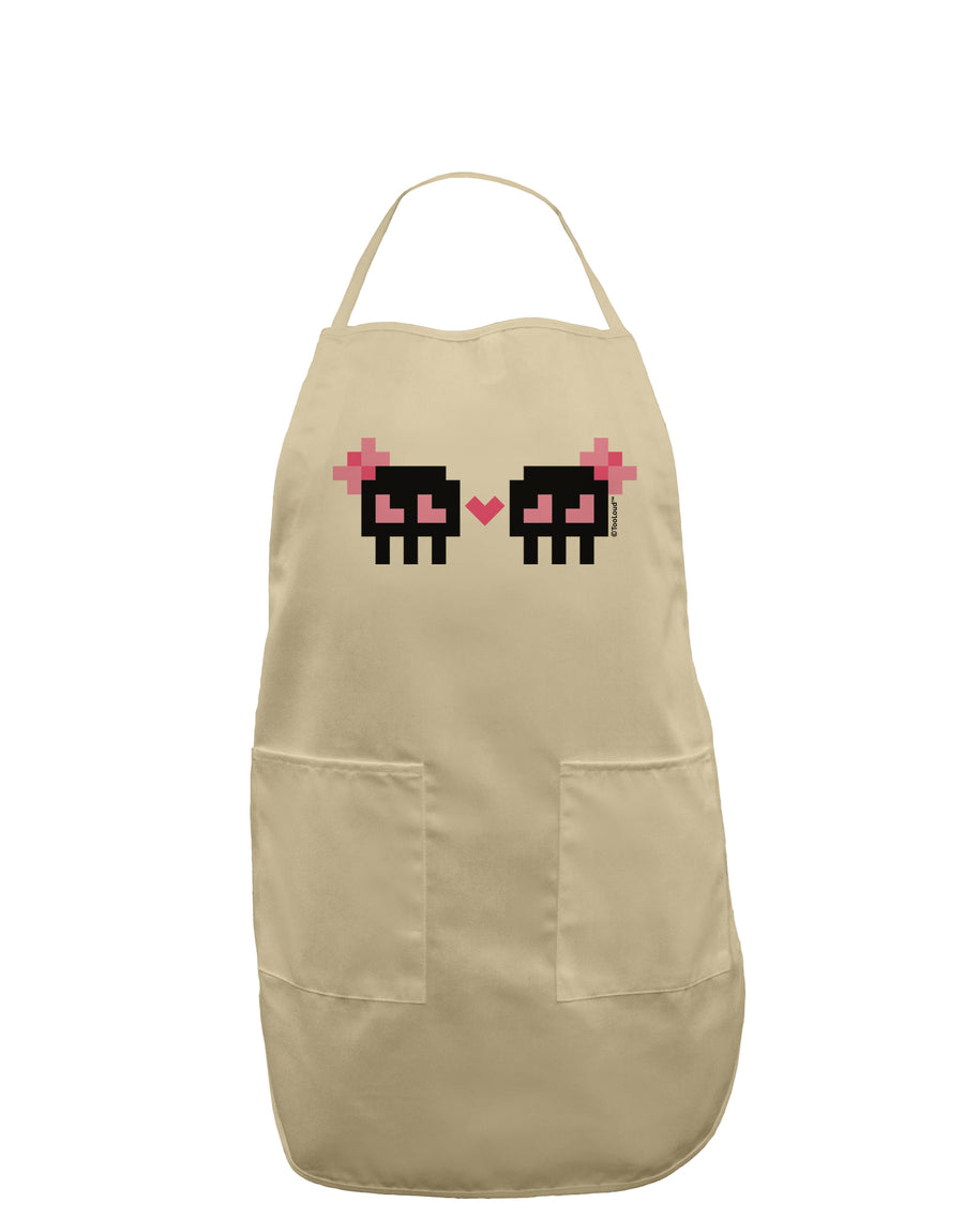 8-Bit Skull Love - Girl and Girl Adult Apron-Bib Apron-TooLoud-White-One-Size-Davson Sales